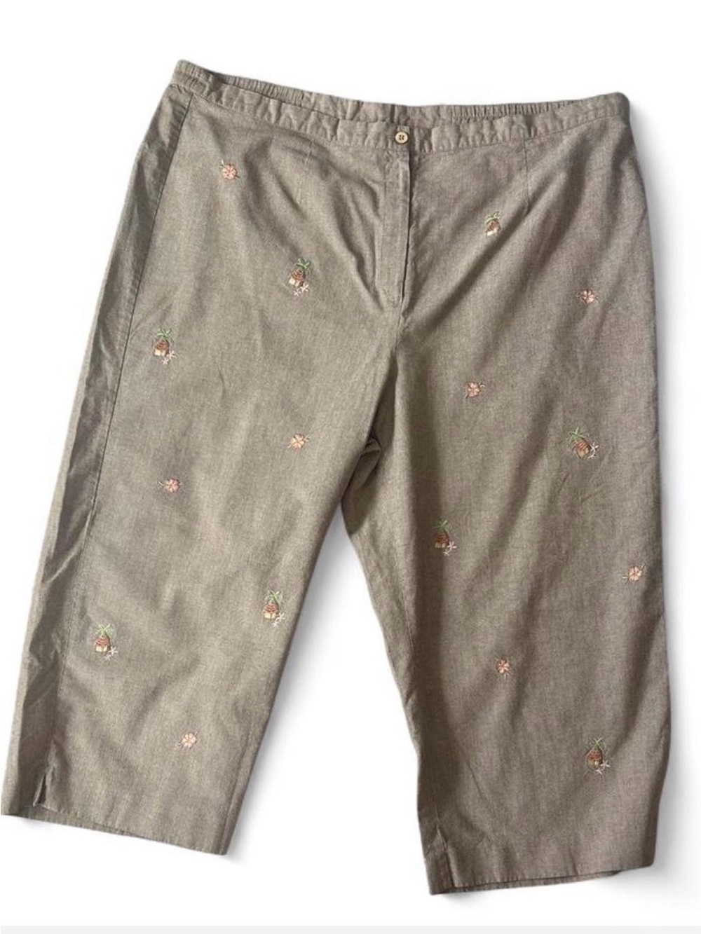 Alfred Dunner Olive Embroidered Chinos